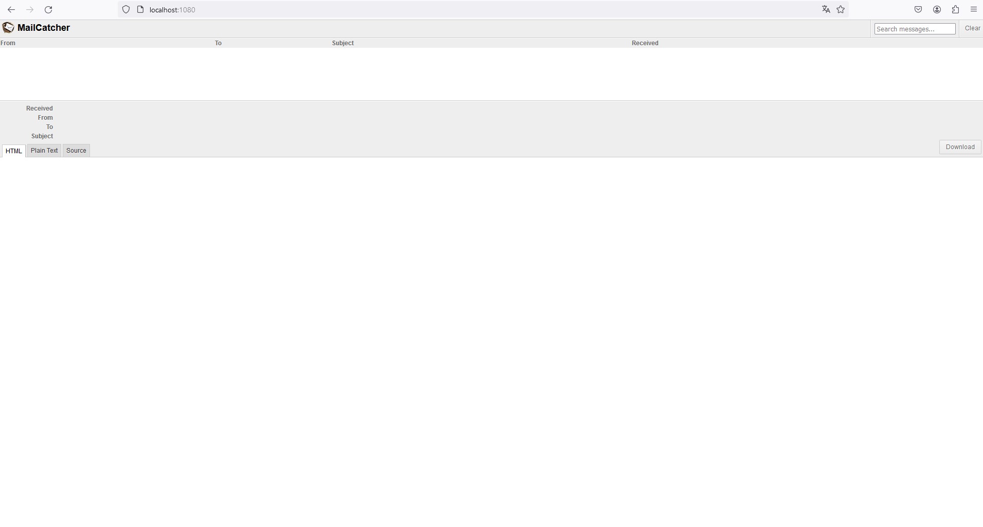 Service de test d'envoi de mail en local Mailcatcher